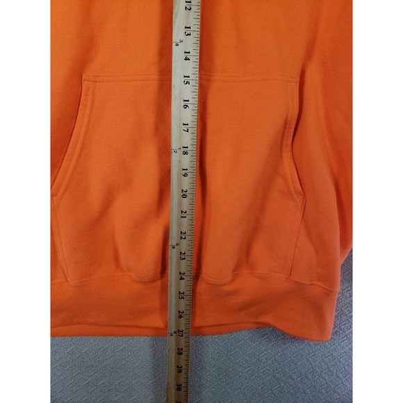 High Visibility Hoodie Mens Large Orange Full Zip Fleece Construction Yard Work - Picture 3 of 7